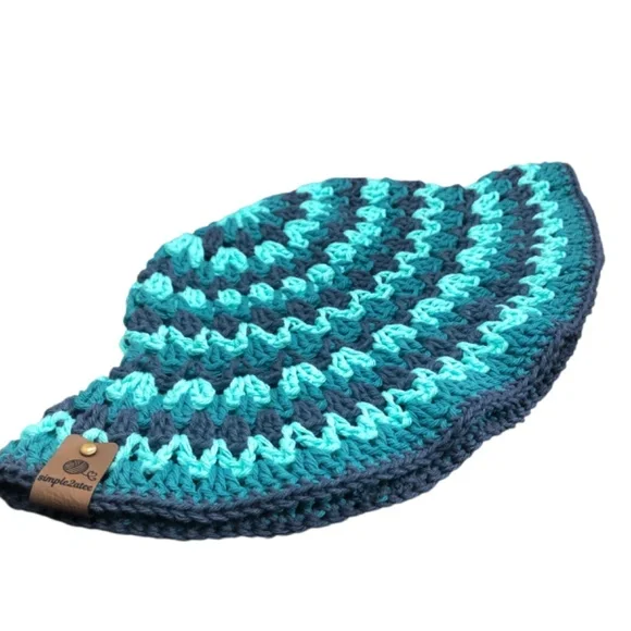 Crochet Bucket Hat | Aqua & Peacock - Picture 7 of 16